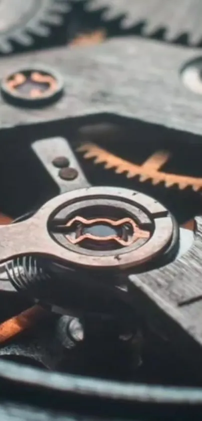 Close-up view of intricate gear mechanism in an industrial design.