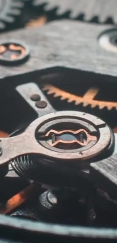 Close-up of an intricate gear mechanism showcasing engineering details.