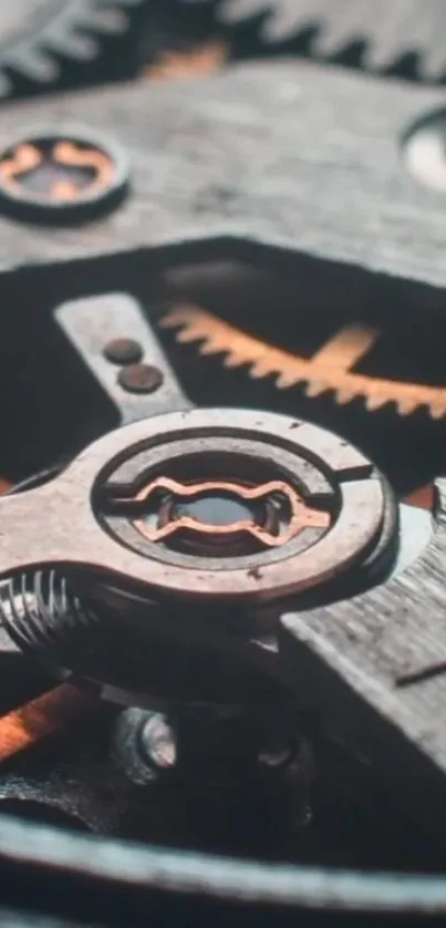 Close-up of intricate gear mechanism with detailed design.