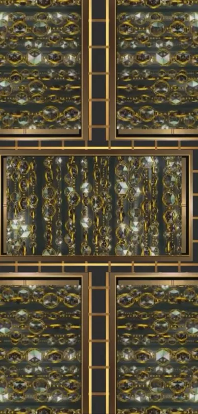 Luxurious geometric pattern wallpaper with gold accents.