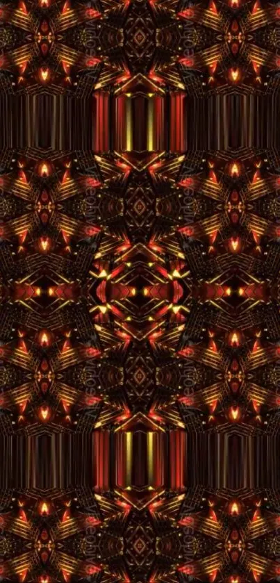 Intricate geometric pattern in warm shades on a mobile wallpaper.