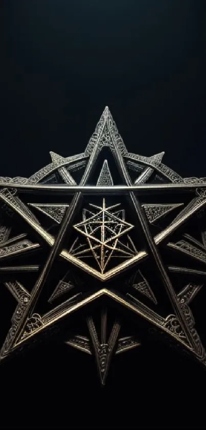 Intricate geometric star design on a dark background in a captivating wallpaper.