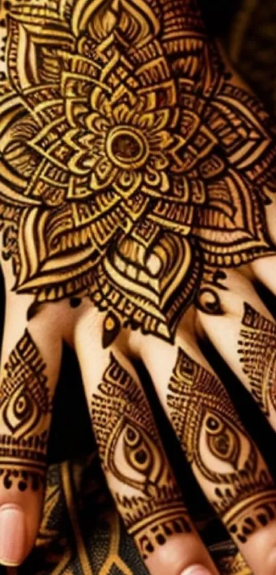 Intricate henna art design on hand wallpaper.