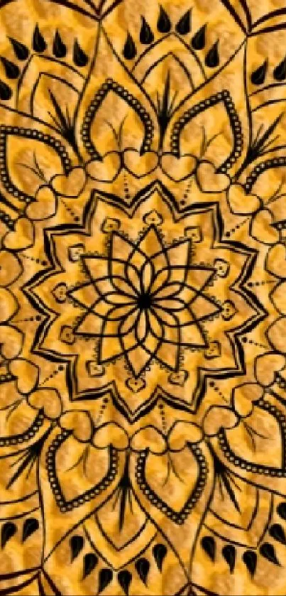 Intricate mandala design with amber color.