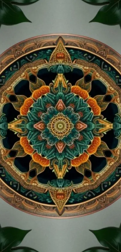 Intricate mandala art wallpaper with earthy colors and symmetrical design.