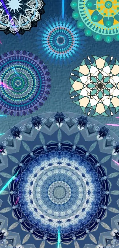 Intricate mandala art wallpaper with vibrant geometric patterns.