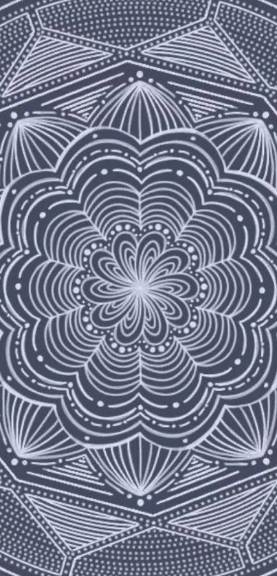 Intricate gray mandala design mobile wallpaper.