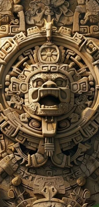 Intricate Mayan stone sculpture with detailed carvings.