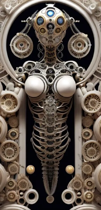 Intricate mechanical art featuring gears and metallic details in a unique design.