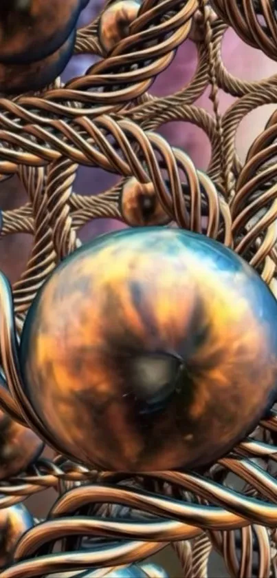 Intricate metallic abstract design with vibrant shades.