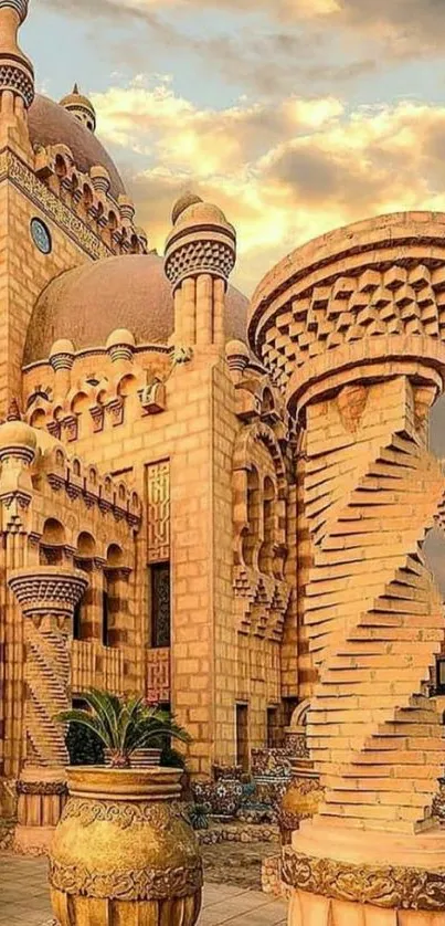 Intricate mosque architecture with ornate stone details.