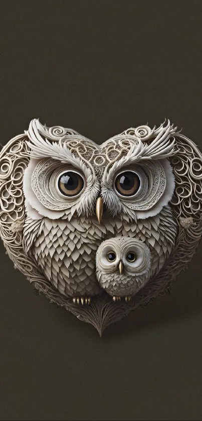 Intricately designed owl on a mobile wallpaper.