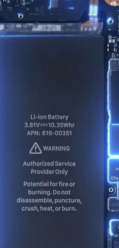 Detailed mobile phone circuitry with LED highlights in blue tones.