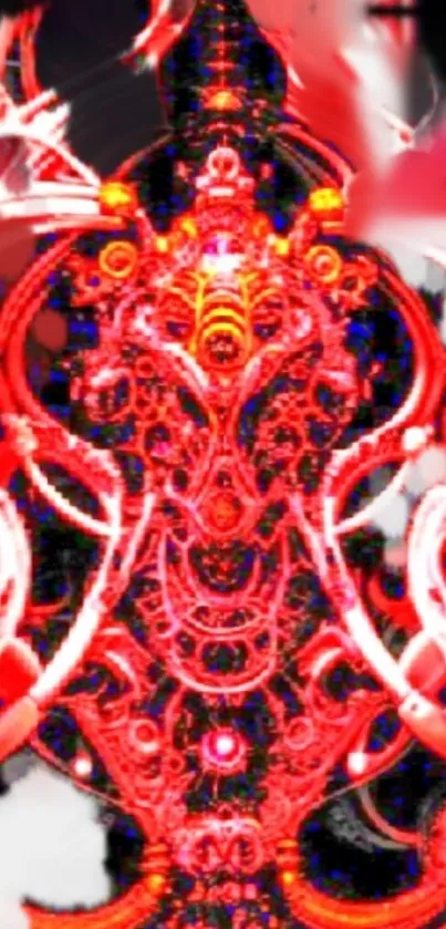 Intricate red abstract art wallpaper for mobile devices.