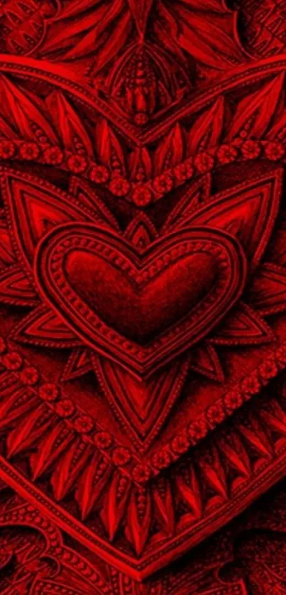 Intricate red heart wallpaper with detailed design.