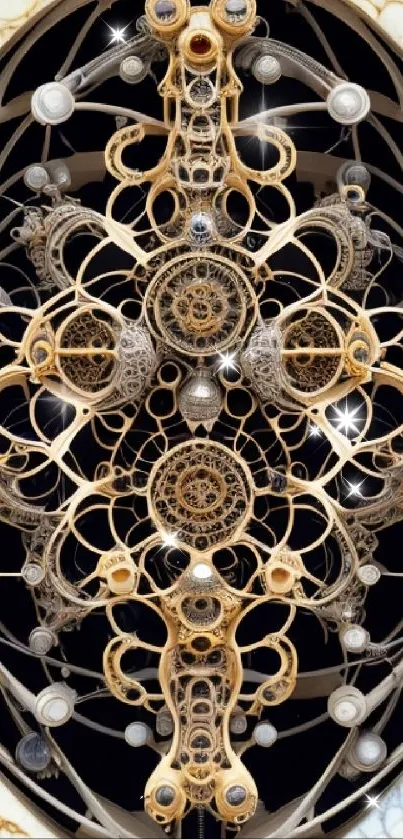 Intricate steampunk design with ornate gears and mechanical elements.