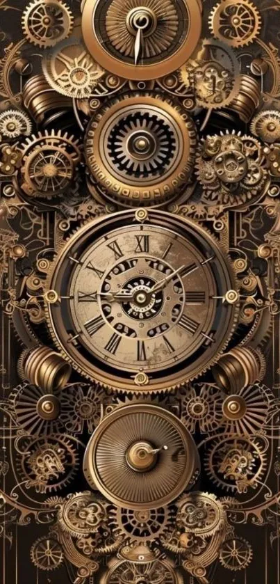 Steampunk clock with intricate gears and vintage design.