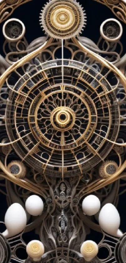 Steampunk clockwork wallpaper with intricate gears and bronze tones.