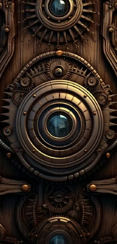 Intricate steampunk gear pattern wallpaper