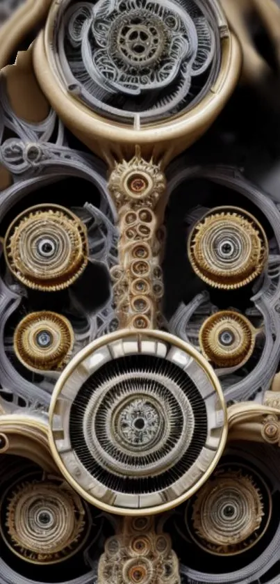 Intricate steampunk gear design with cogs and vintage mechanical elements.