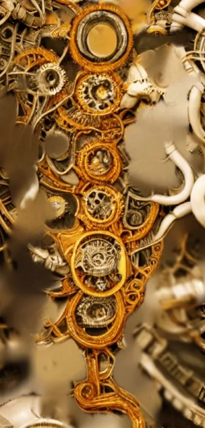 Steampunk gear design wallpaper with intricate copper details.