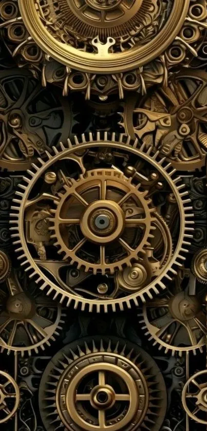 Intricate steampunk design with gold gears.