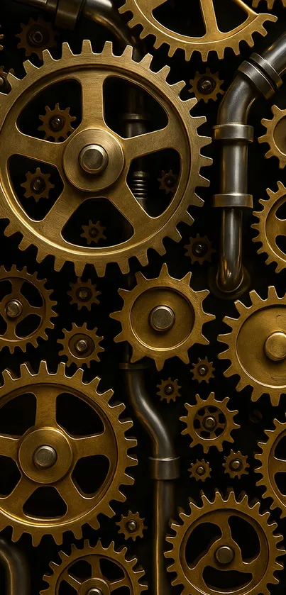 Bronze steampunk gears with intricate mechanical design.