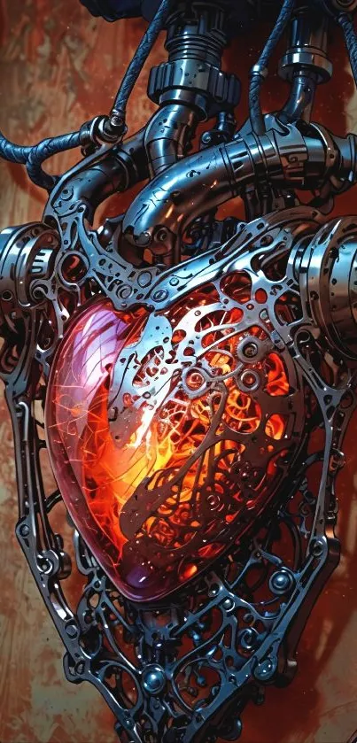 Steampunk heart art with metallic details and warm tones.