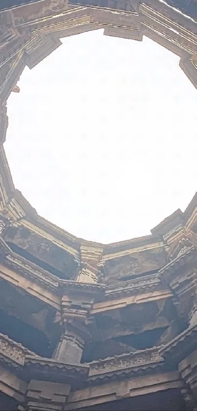 Ancient stone ceiling with intricate architectural details.