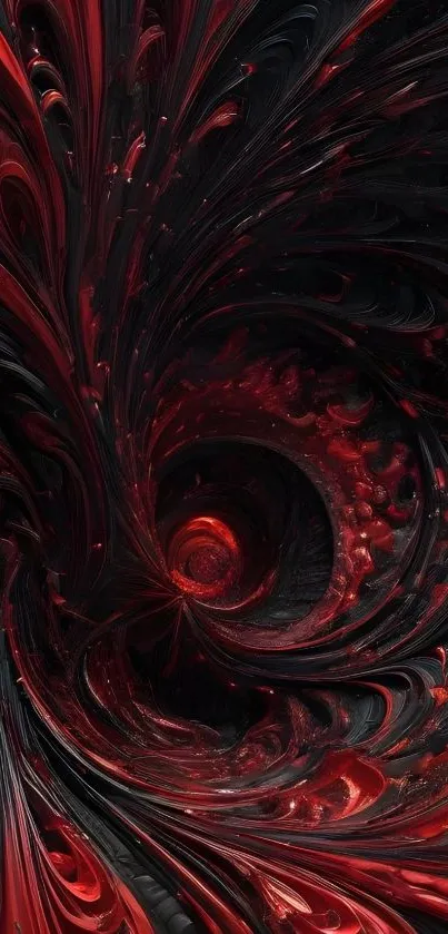 Intricate swirl abstract in red and black colors.
