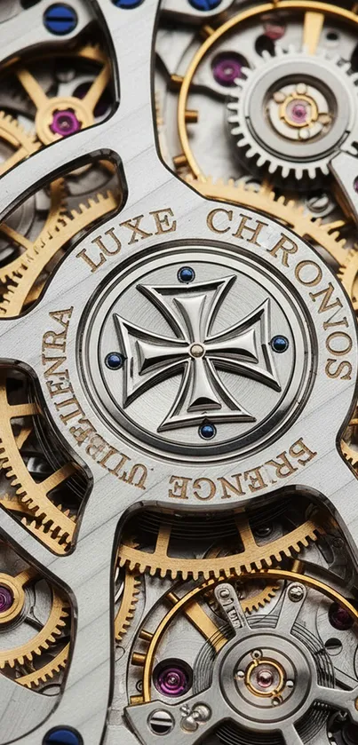 Close-up of intricate watch gears showing detailed craftsmanship.