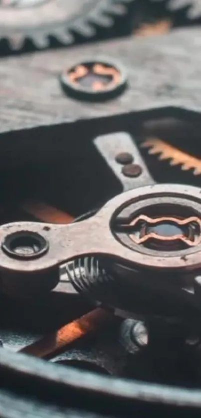 Close-up view of intricate watch gears with detailed mechanical design.