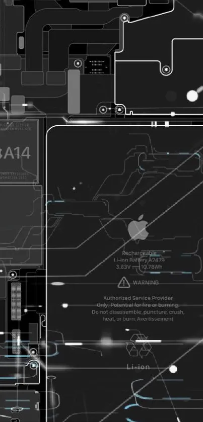 iPhone circuit board wallpaper featuring sleek components.