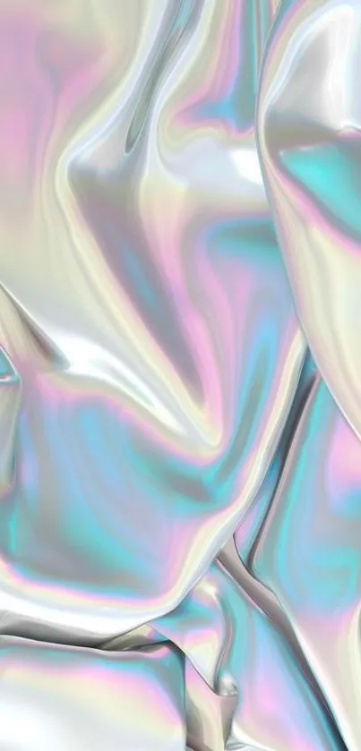 Iridescent abstract mobile phone wallpaper with pastel and glossy textures.