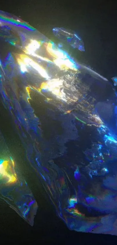 Iridescent crystal art with vibrant colors.