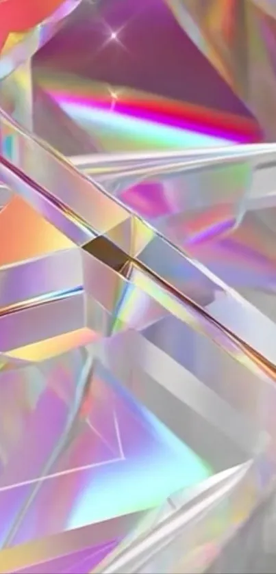 Iridescent crystal abstract design with vibrant reflections.