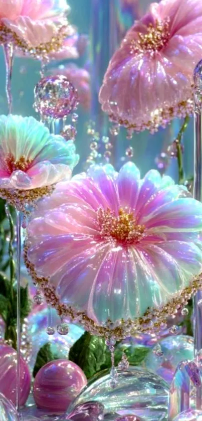 Iridescent fantasy flowers with vibrant colors.