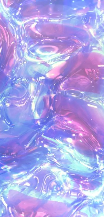 Iridescent liquid design with purple and blue hues creating a vibrant effect.