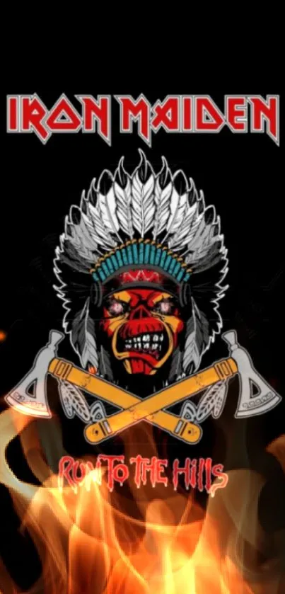 Iron Maiden vivid tribal design wallpaper for mobile phone.