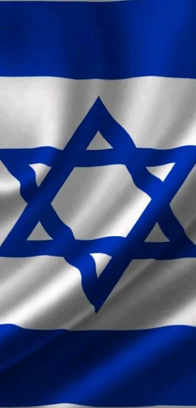 Israel flag with blue Star of David on mobile wallpaper.