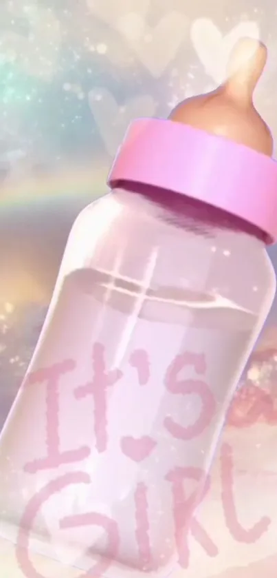 It's a Girl pastel baby bottle wallpaper.