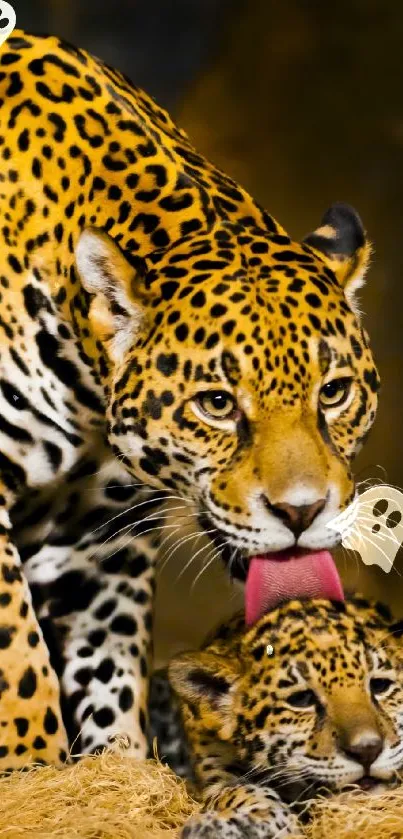 Jaguar Mother and Cub - free download