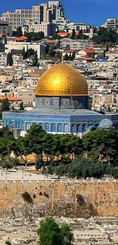 Golden Dome against Jerusalem cityscape.