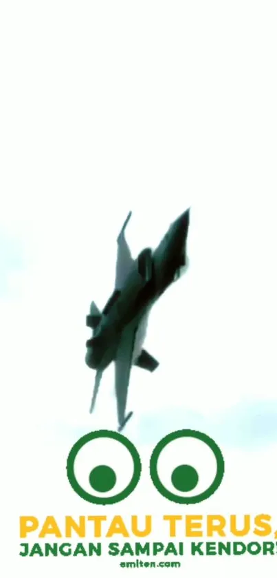 Jet fighter soars upward against cloudy sky backdrop.