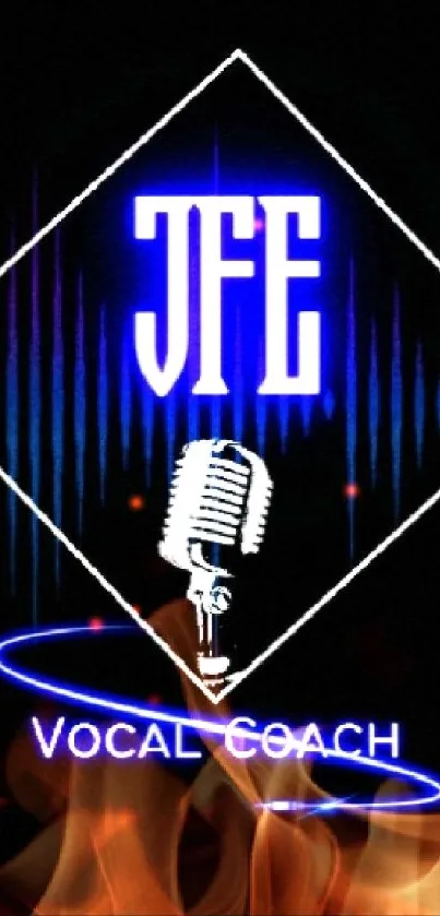 JFE Vocal Coach logo with microphone and sound wave on a black background.