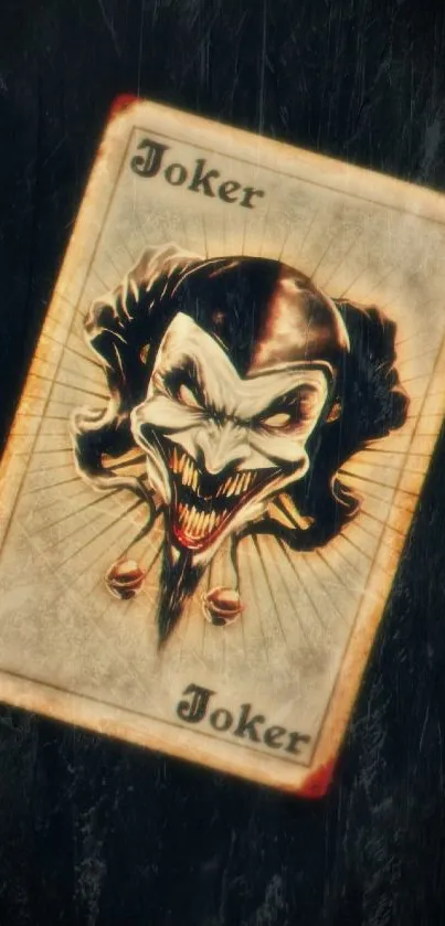 Vintage themed Joker card wallpaper with dark tones.