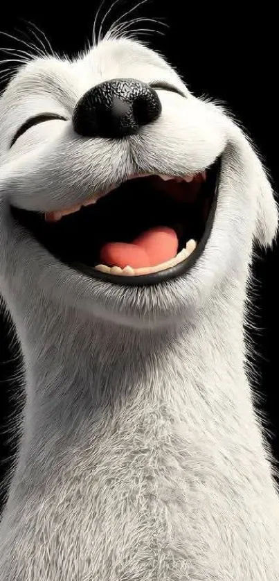 Joyful cartoon dog with a big smile.