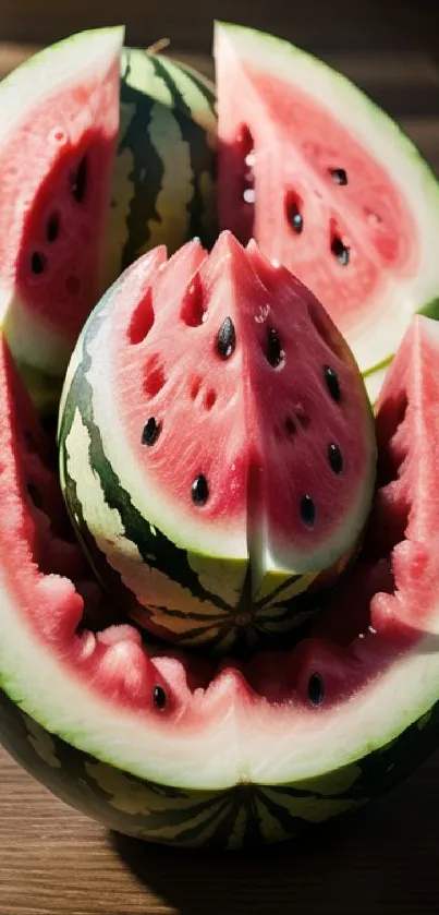 Juicy watermelon slices with vibrant pink and green hues.