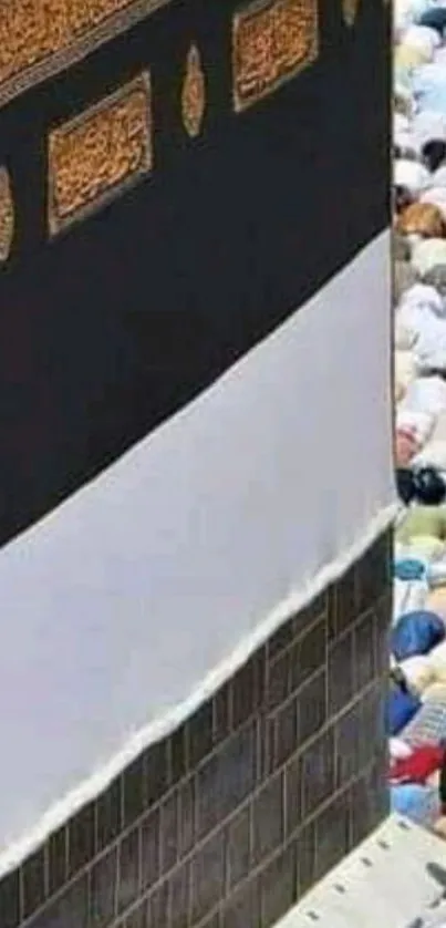 Kaaba surrounded by pilgrims during prayer in Mecca