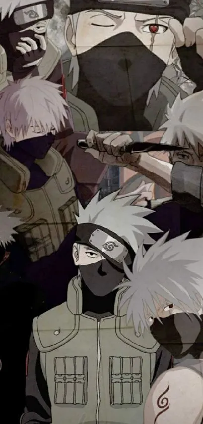 Kakashi Hatake collage on mobile wallpaper.